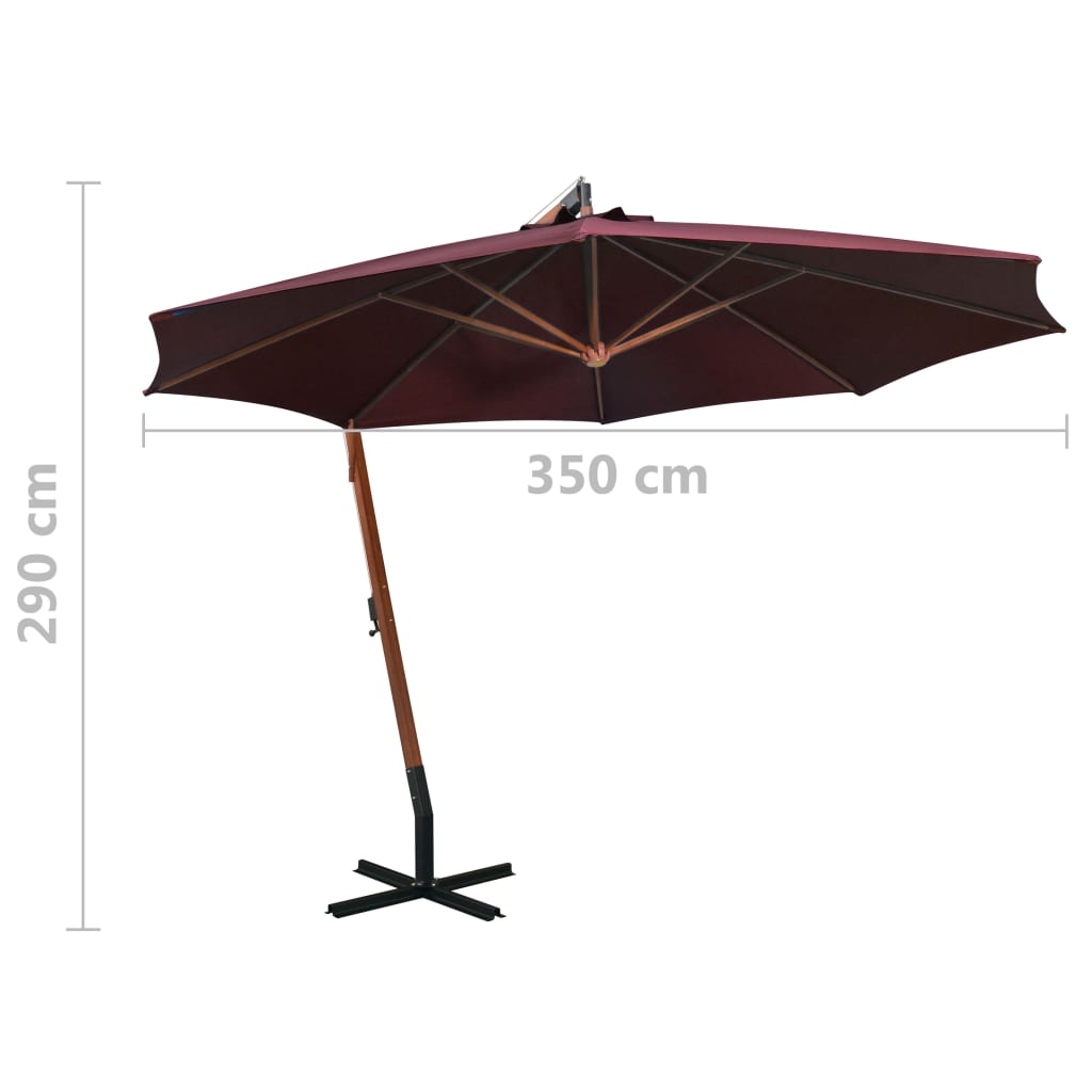 Parasol flottant avec poteau 3x3 m en bois de pin massif