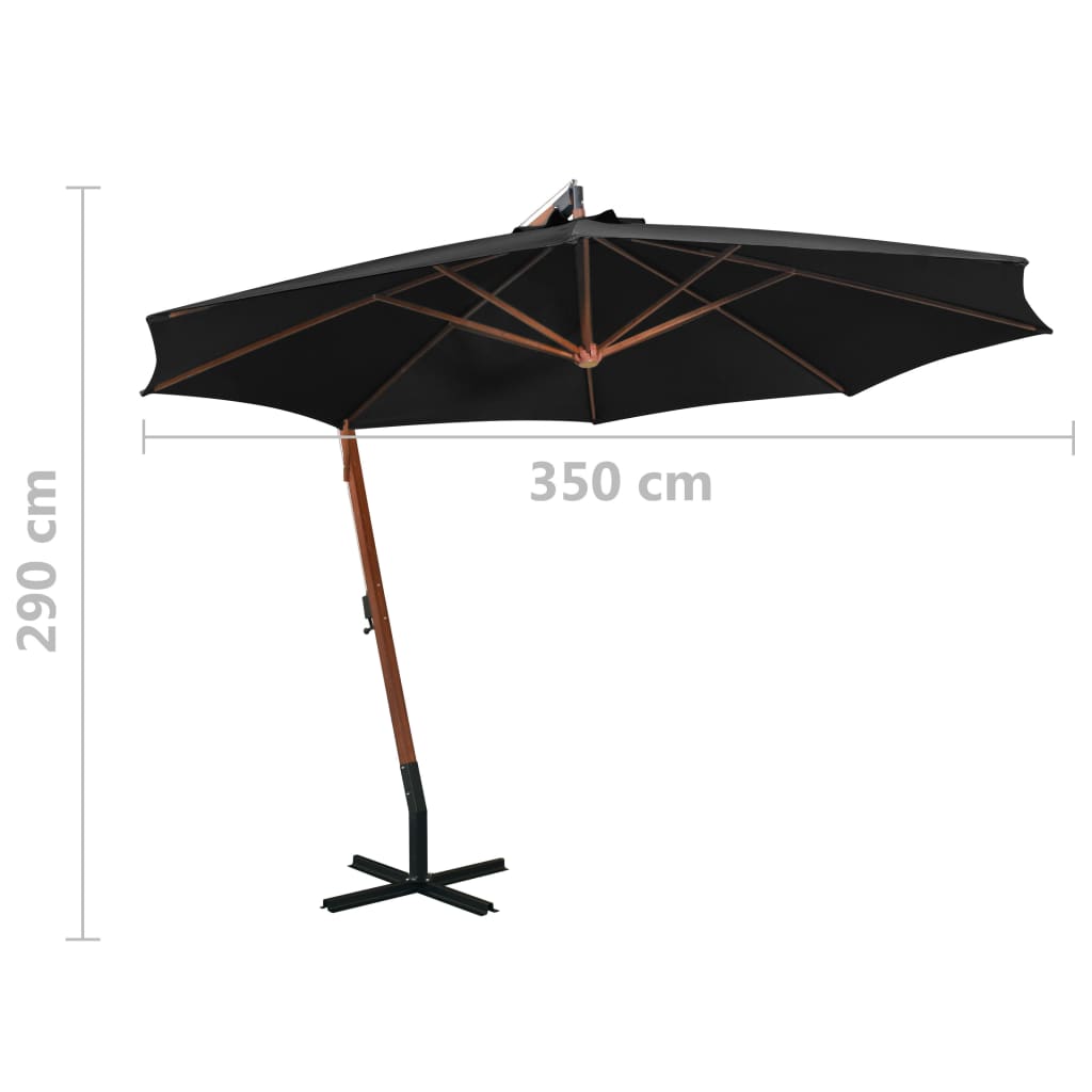 Parasol flottant avec poteau 3x3 m en bois de pin massif