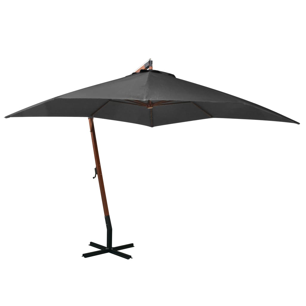 Parasol flottant avec poteau 3x3 m en bois de pin massif