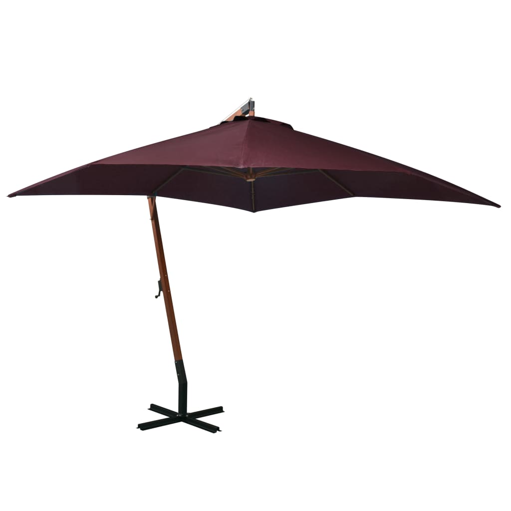 Parasol flottant avec poteau 3x3 m en bois de pin massif