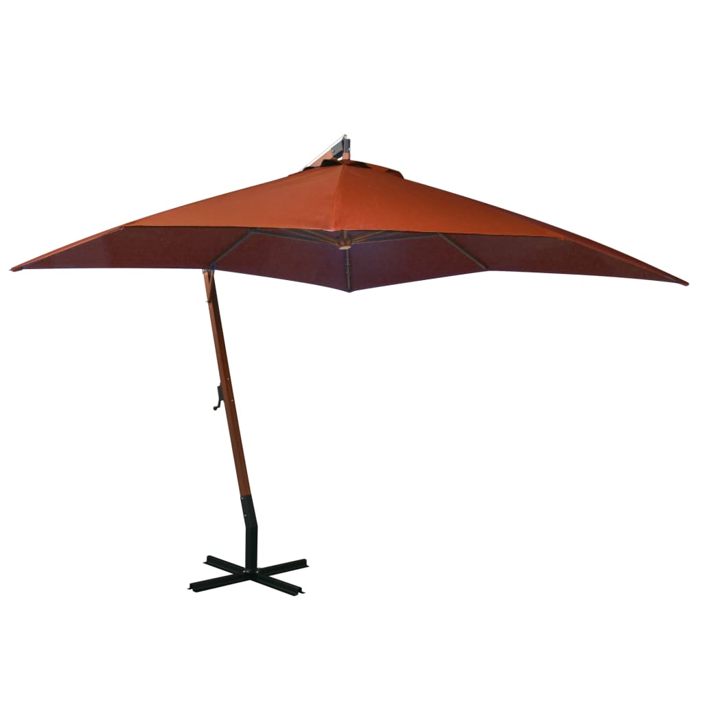 Parasol flottant avec poteau 3x3 m en bois de pin massif