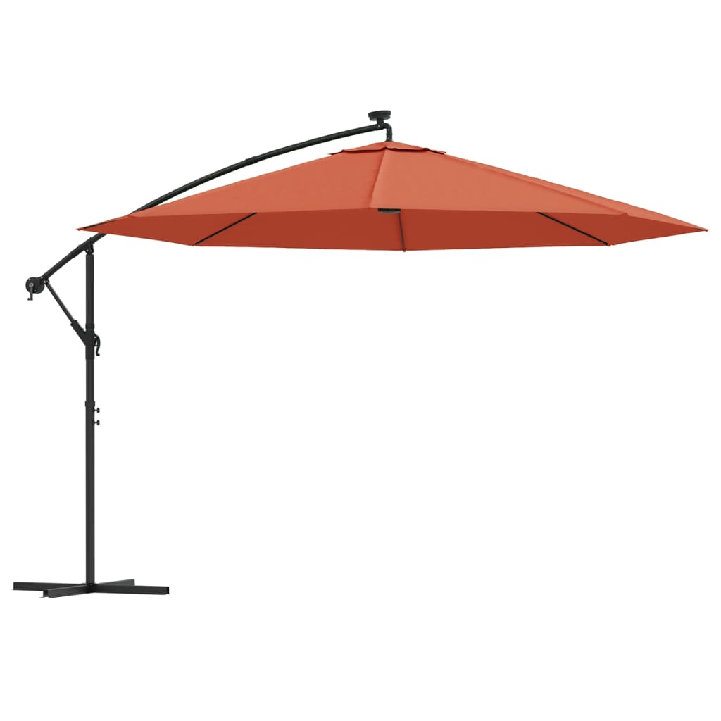 Zweefparasol met LED-verlichting en stalen paal 300 cm