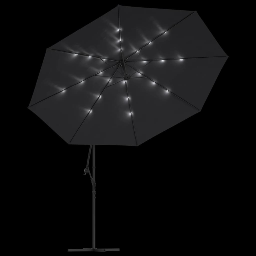 Zweefparasol met LED-verlichting en stalen paal 300 cm