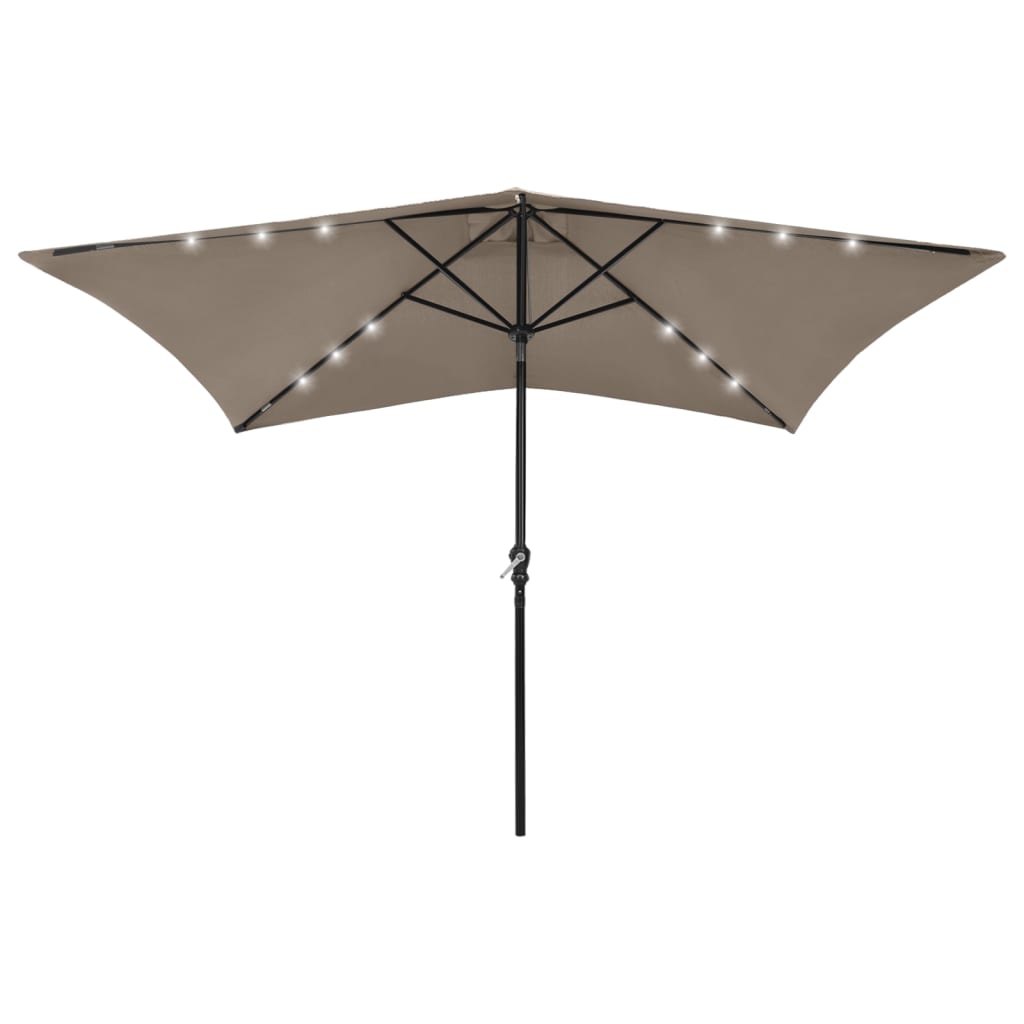 Parasol met LED's en stalen paal 2x3 m zandkleurig