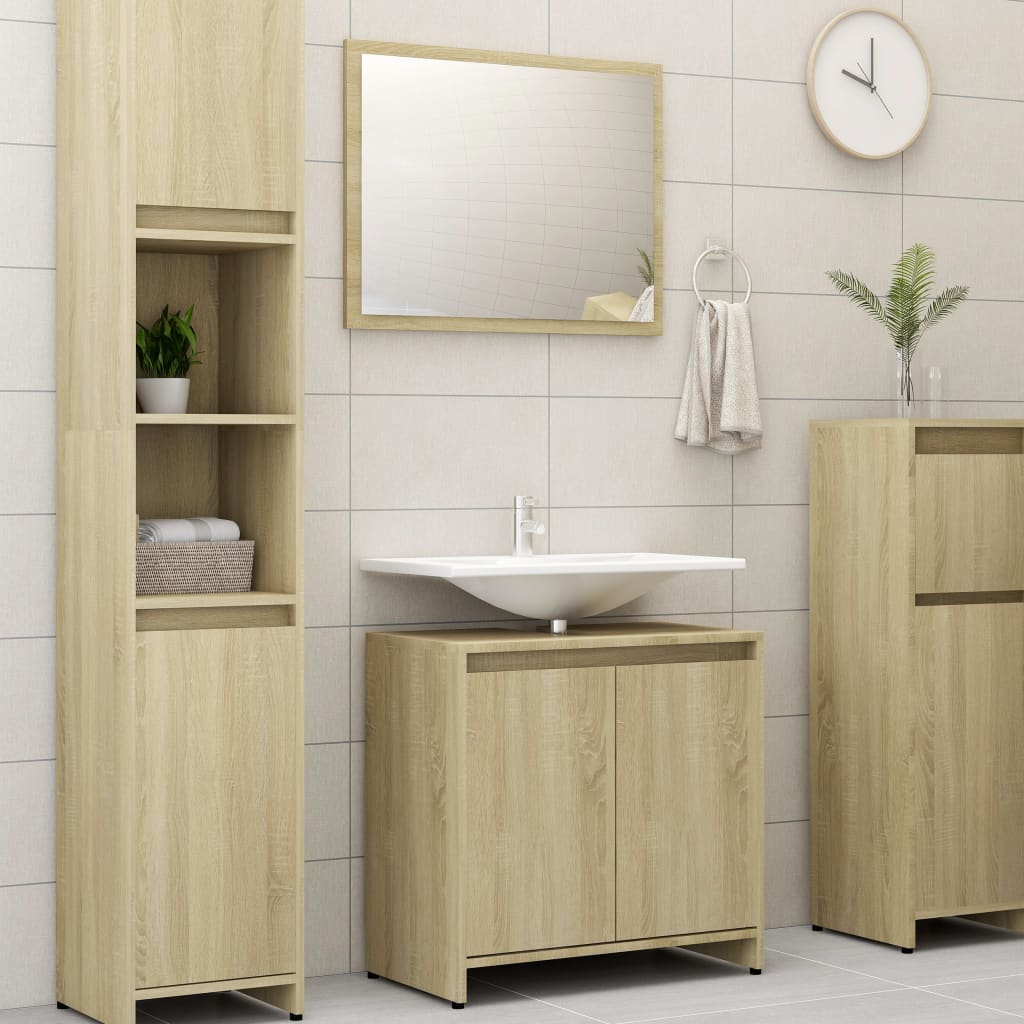 Ensemble de meubles de salle de bain 3 pièces en bois couleur chêne