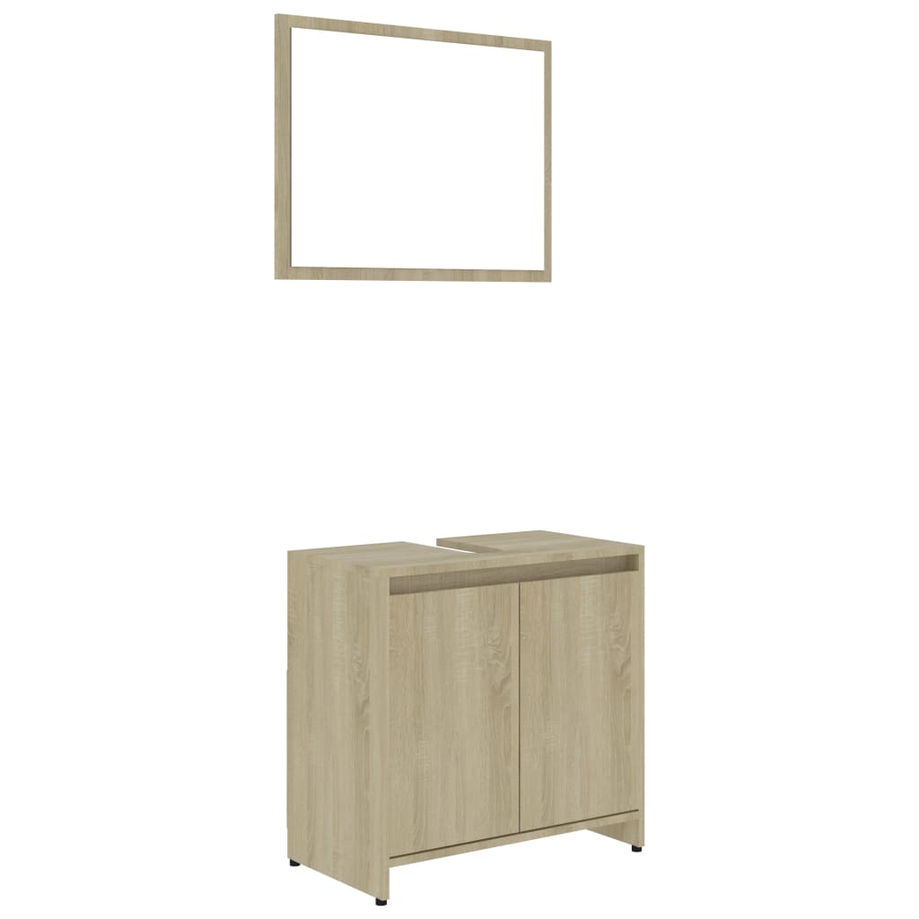 Ensemble de meubles de salle de bain 3 pièces en bois couleur chêne