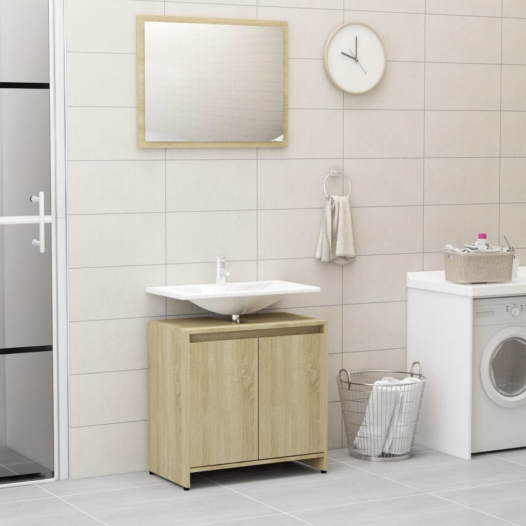 Ensemble de meubles de salle de bain 3 pièces en bois couleur chêne