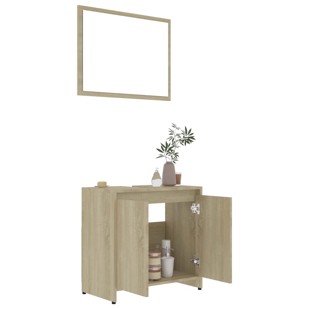 Ensemble de meubles de salle de bain 3 pièces en bois couleur chêne