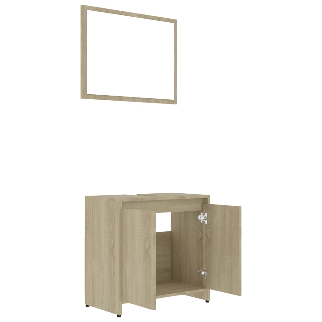 Ensemble de meubles de salle de bain 3 pièces en bois couleur chêne