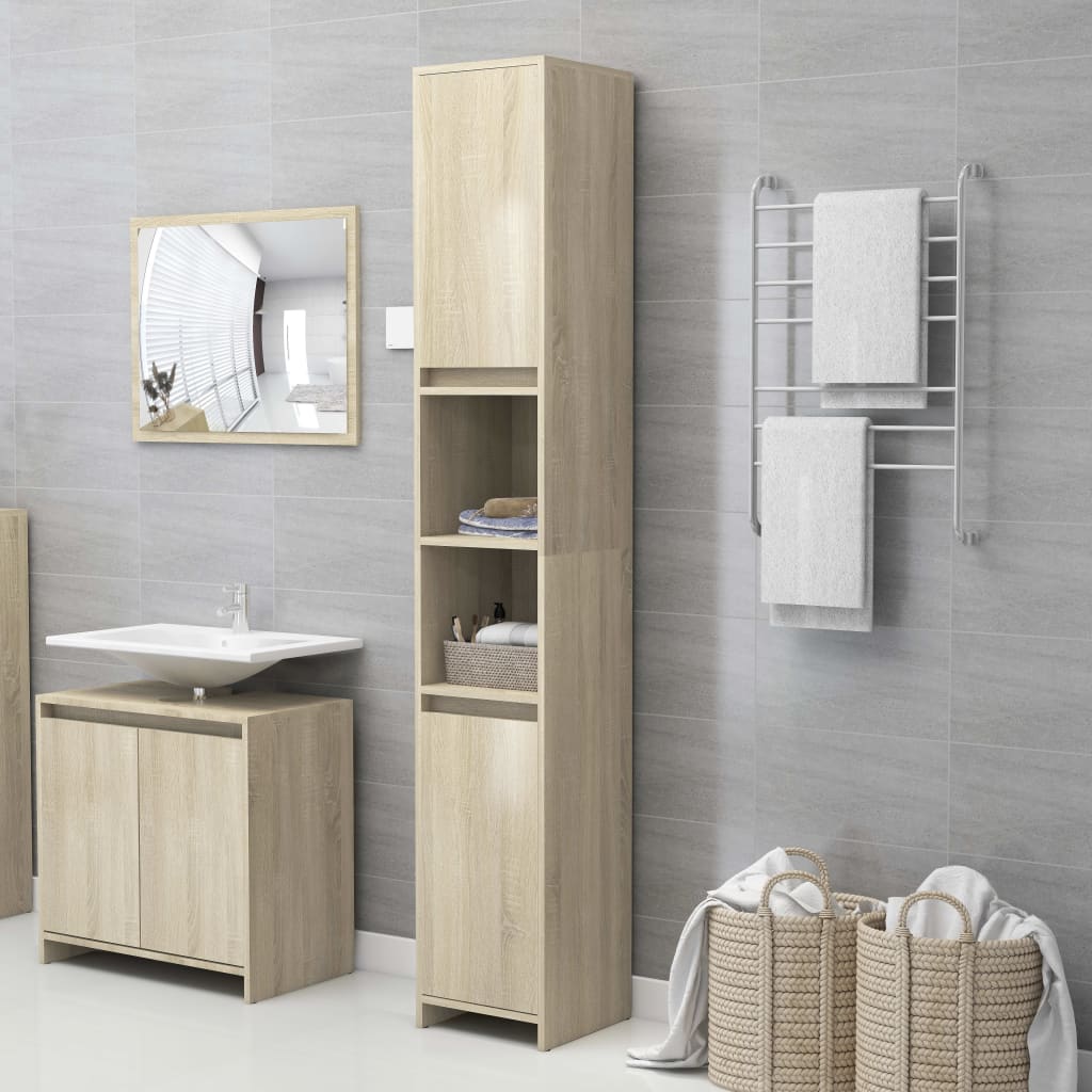 Ensemble de meubles de salle de bain 3 pièces en bois couleur chêne