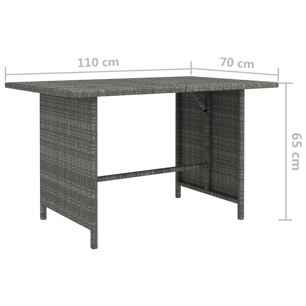 Table de jardin 110x70x65 cm poly rotin