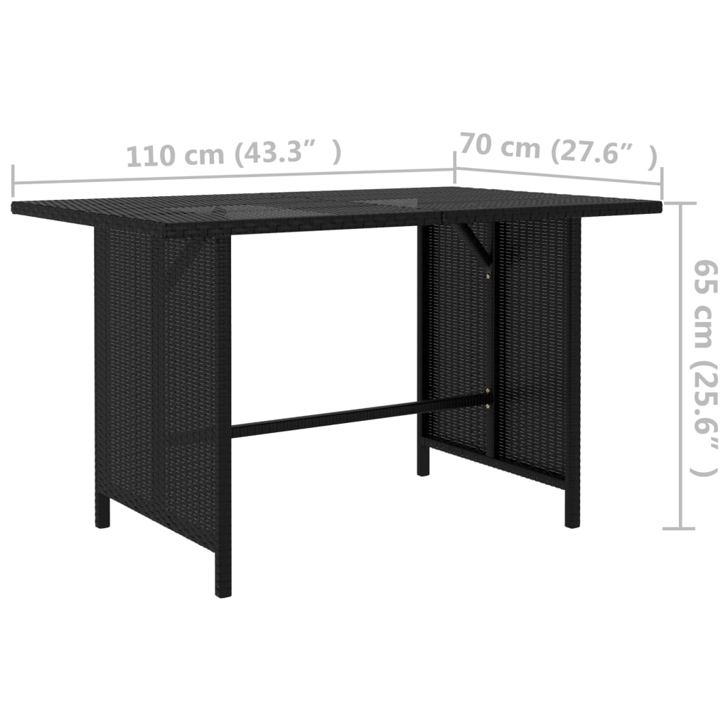 Table de jardin 110x70x65 cm poly rotin