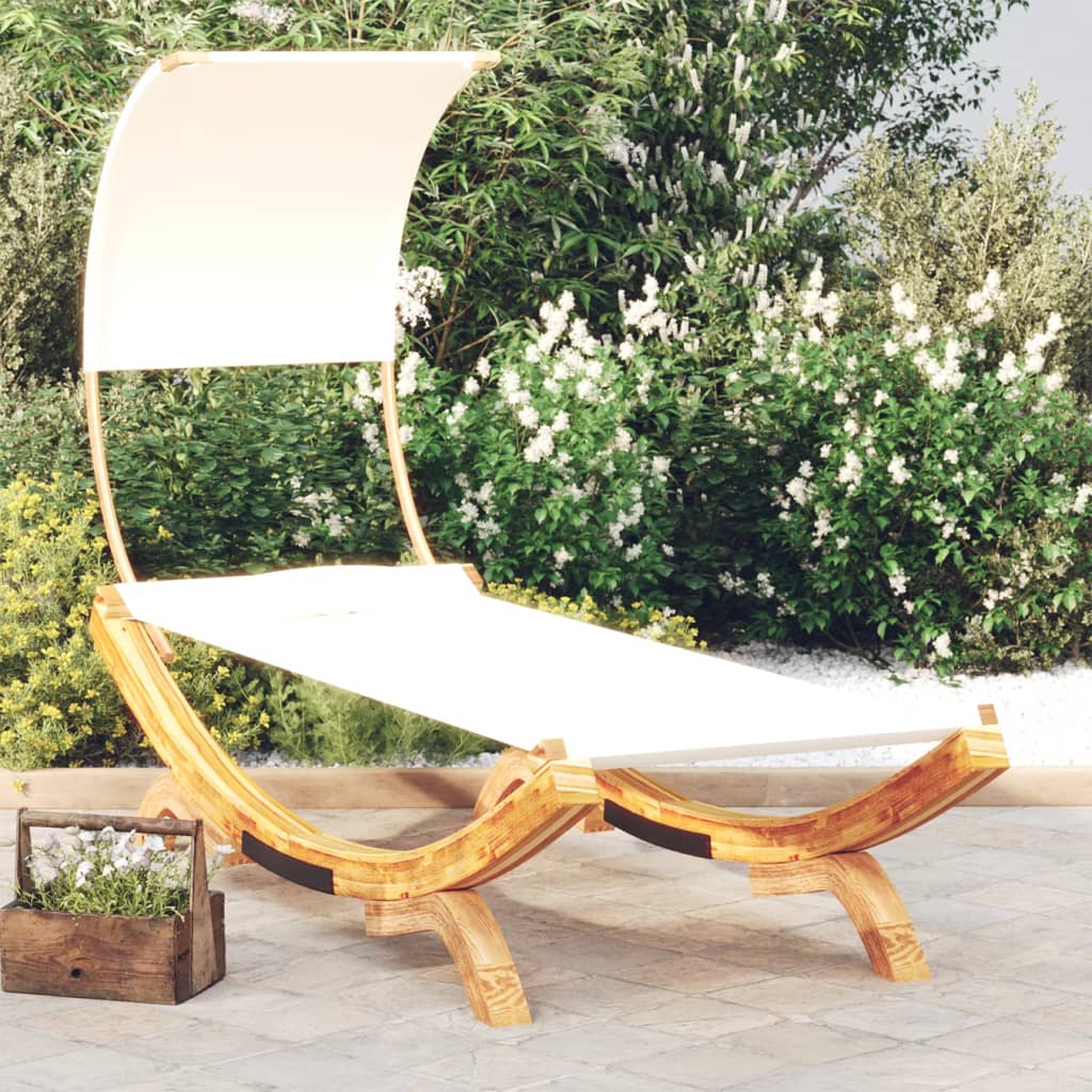 Loungebed met luifel 165x203x126 cm massief gebogen hout