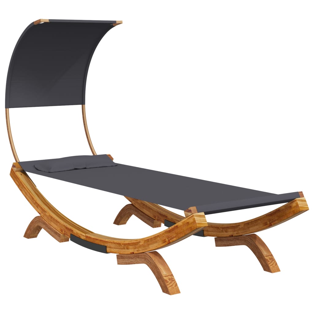 Loungebed met luifel 165x203x126 cm massief gebogen hout