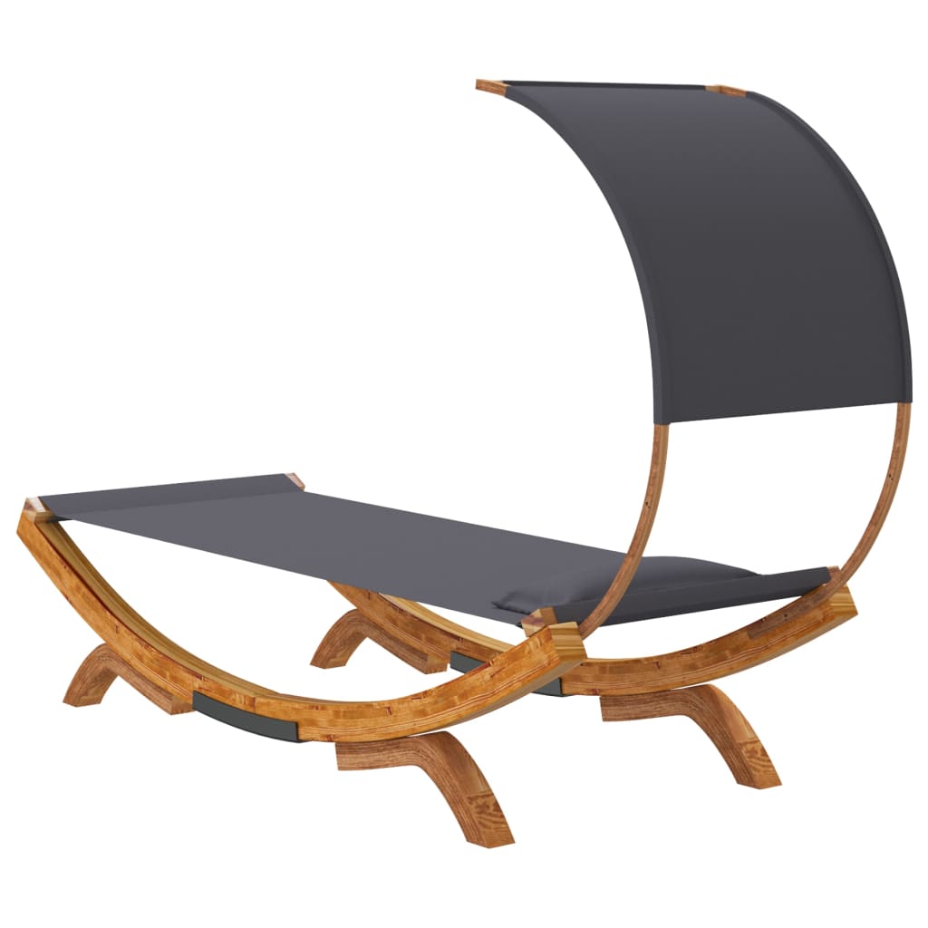 Loungebed met luifel 165x203x126 cm massief gebogen hout