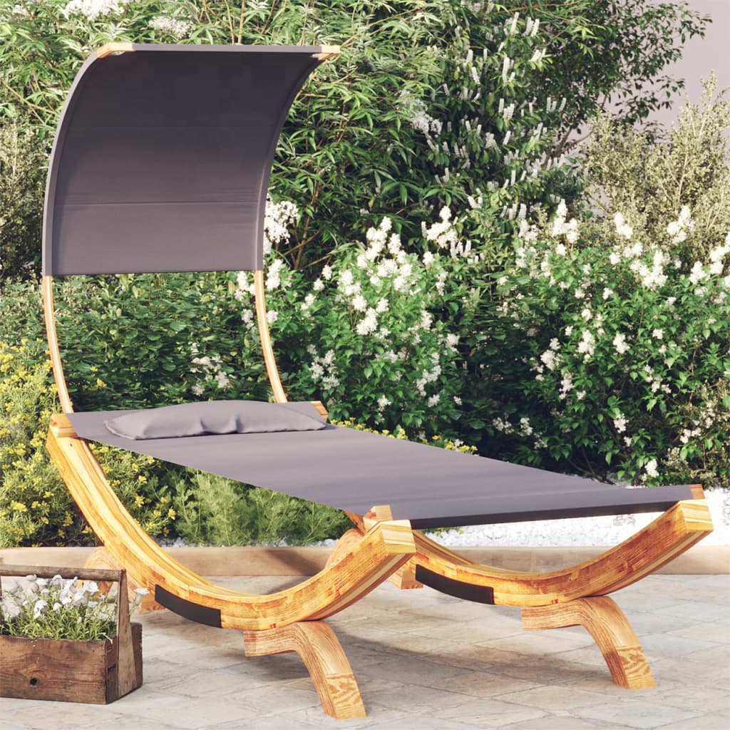 Lit lounge à baldaquin 165x203x126 cm bois courbé massif