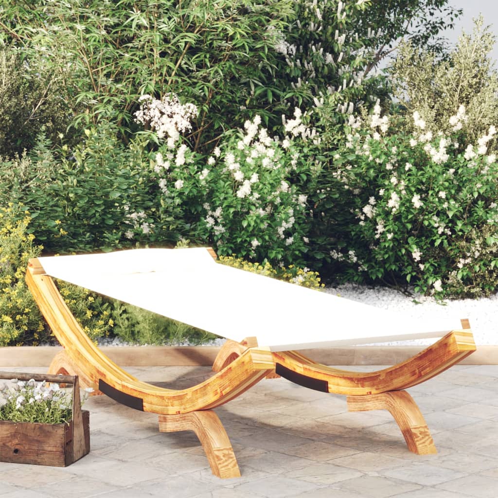 Lit lounge 165x188,5x46 cm bois massif courbé, crème