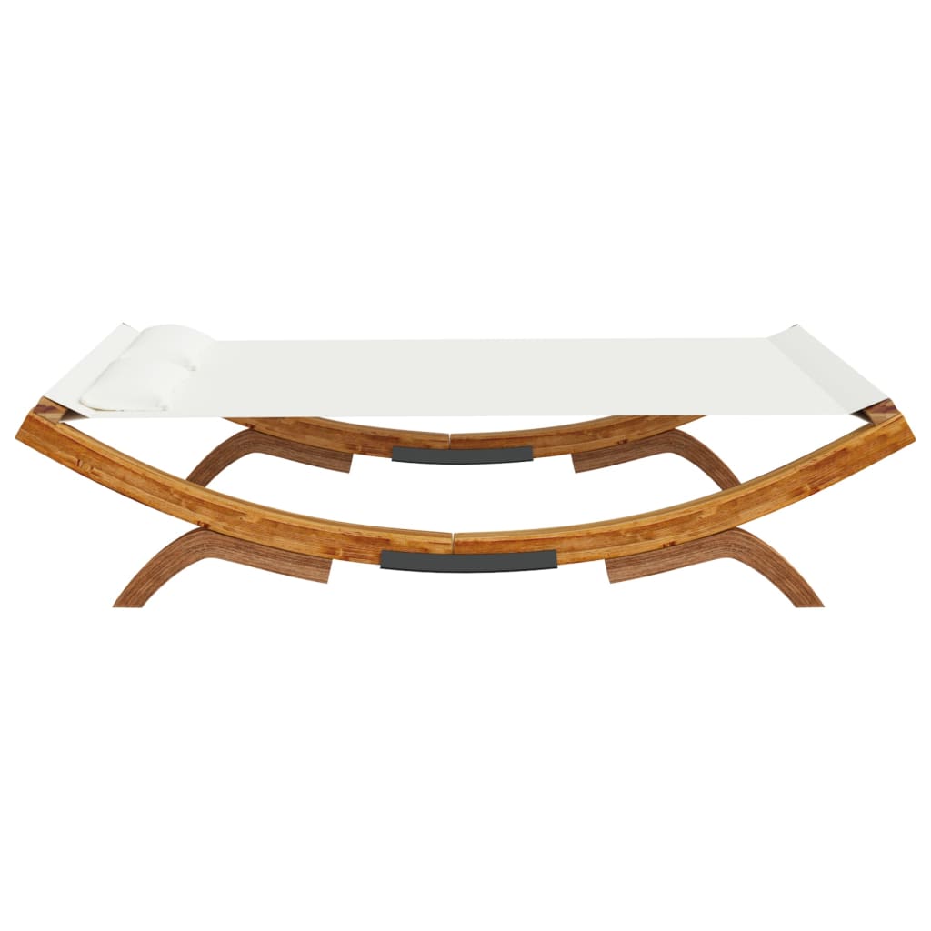 Lit lounge 165x188,5x46 cm bois massif courbé, crème