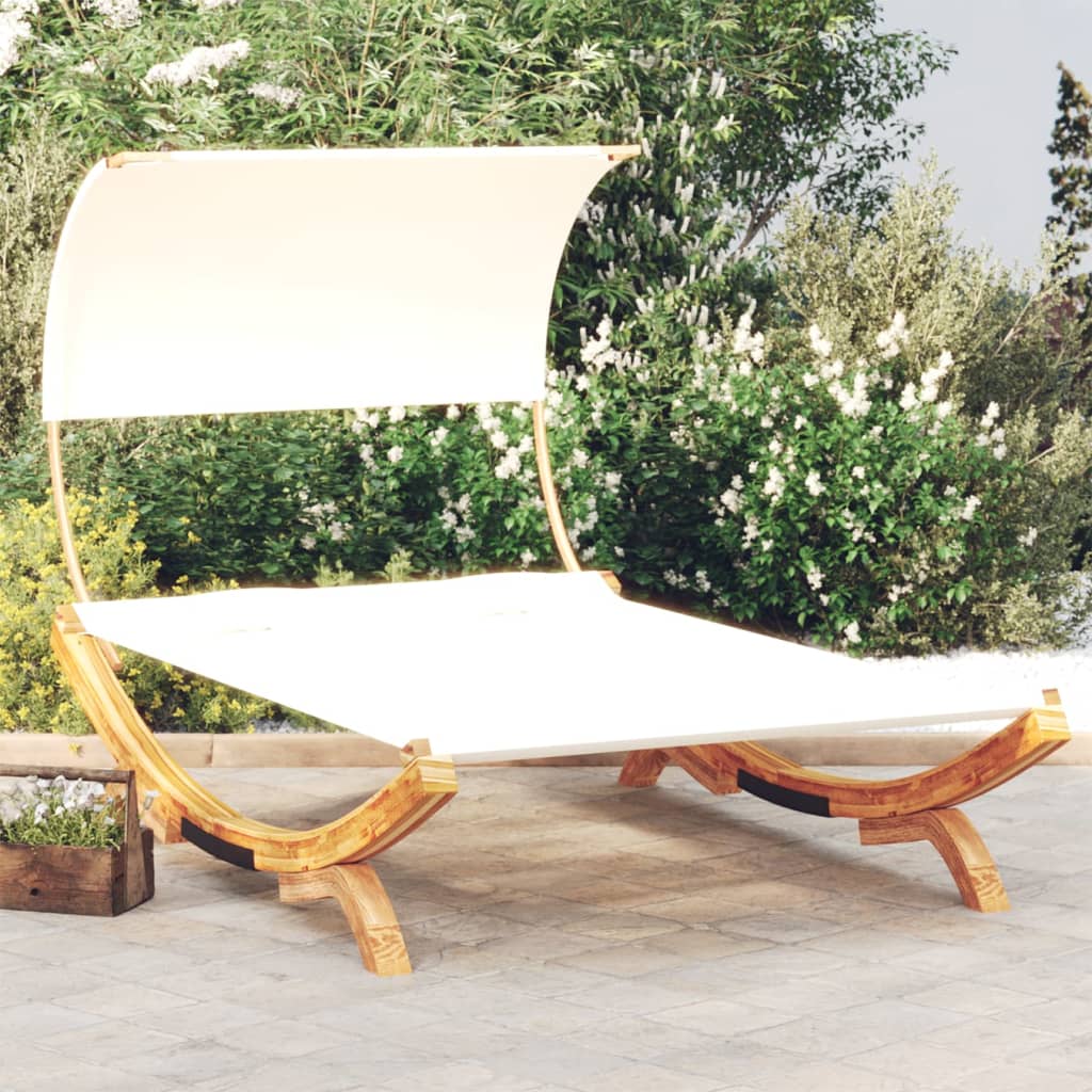 Loungebed met luifel 165x203x126 cm massief gebogen hout