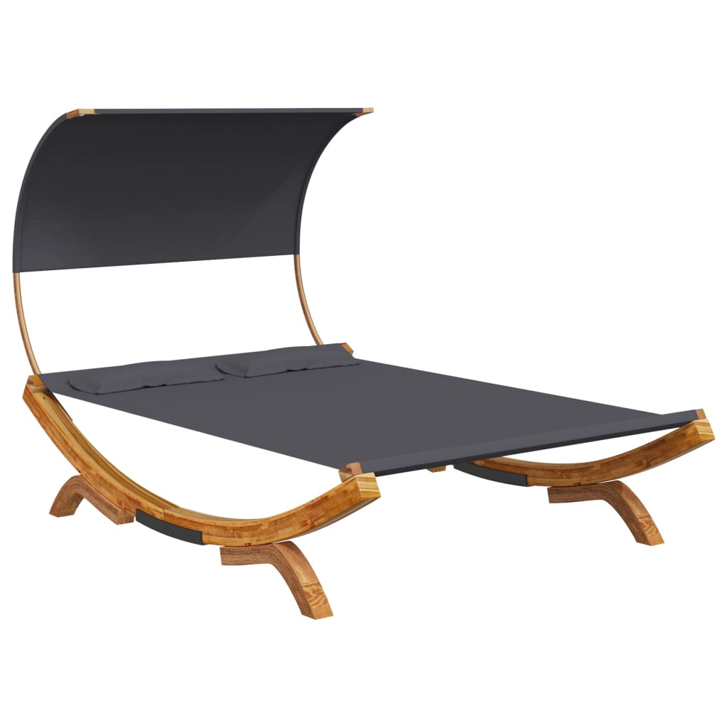 Loungebed met luifel 165x203x126 cm massief gebogen hout