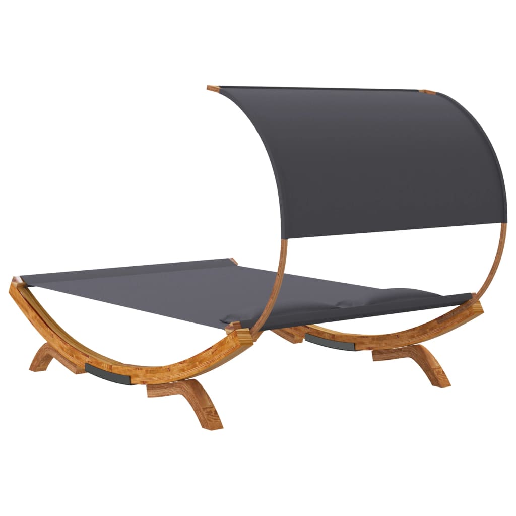 Loungebed met luifel 165x203x126 cm massief gebogen hout