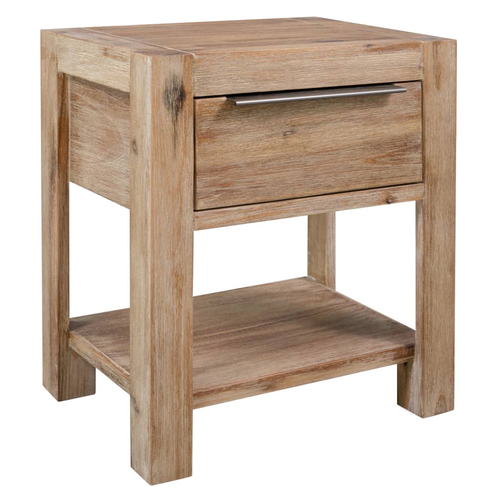 Table de chevet avec tiroir 40x30x48 cm en bois d'acacia massif