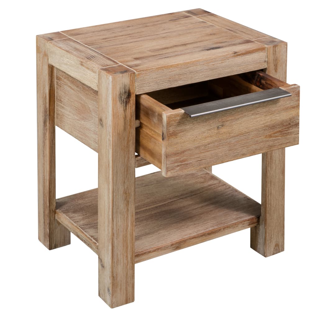 Table de chevet avec tiroir 40x30x48 cm en bois d'acacia massif