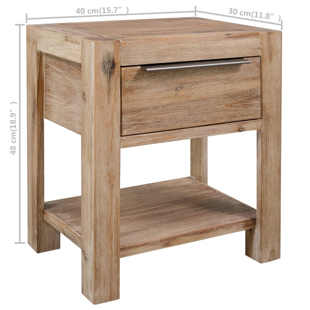 Table de chevet avec tiroir 40x30x48 cm en bois d'acacia massif