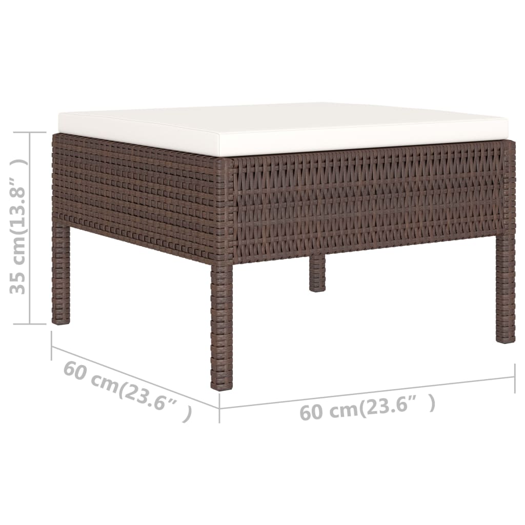 10-delige Loungeset met kussens poly rattan zwart