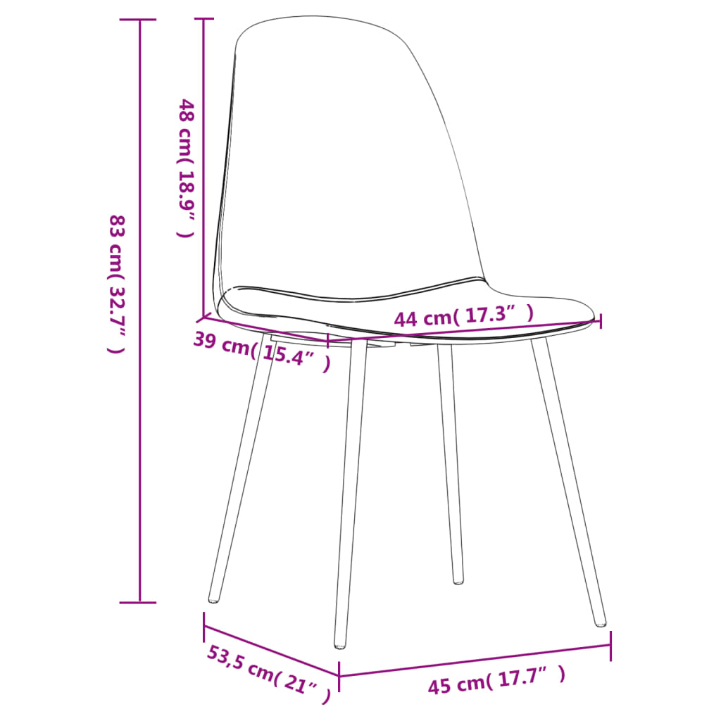 Eetkamerstoelen 2 st 45x53,5x83 cm kunstleer