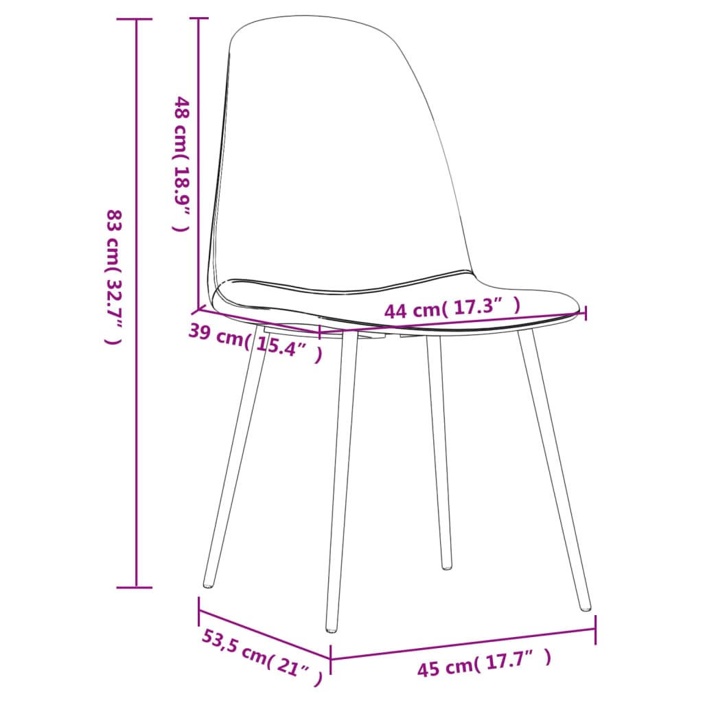 Chaises de salle à manger 2 pcs 45x53,5x83 cm cuir artificiel