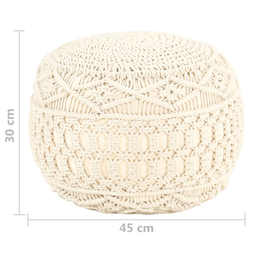 Pouf macramé fait main 45x30 cm coton