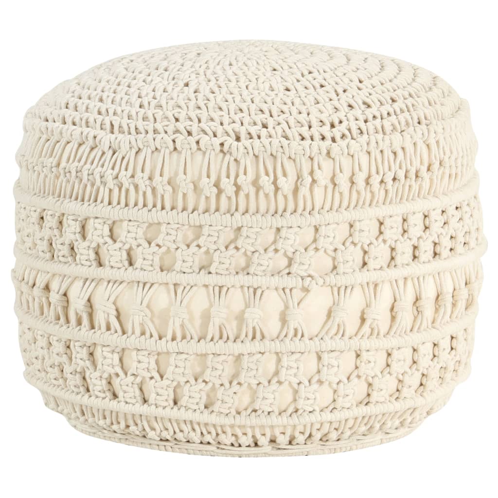 Pouf macramé fait main 45x30 cm coton