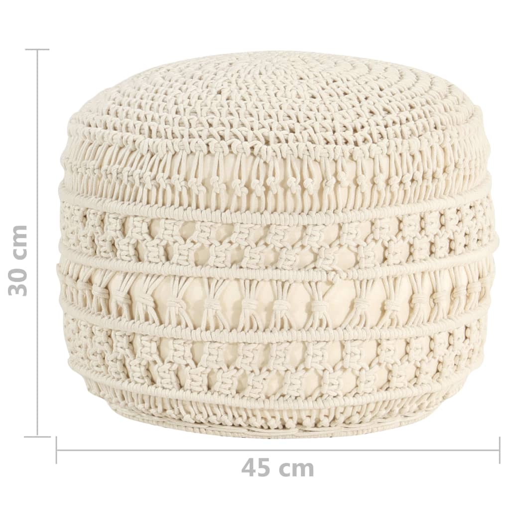 Pouf macramé fait main 45x30 cm coton