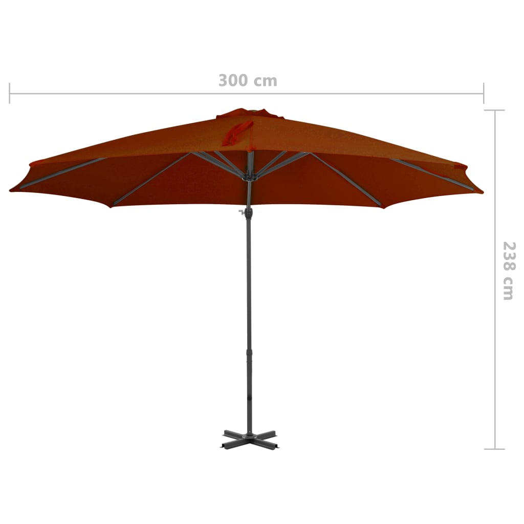 Parasol flottant avec mât en aluminium 300 cm couleur sable