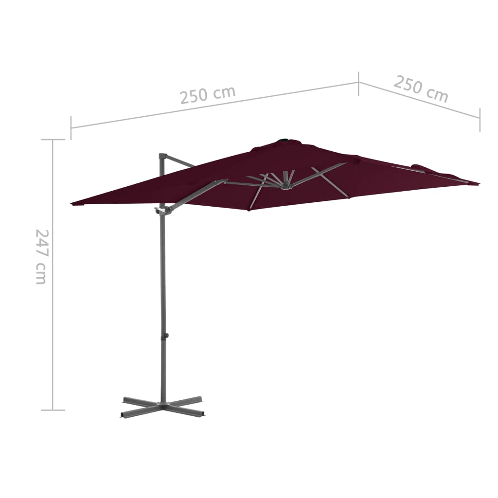 Parasol flottant avec mât en acier 250x250 cm couleur terre cuite