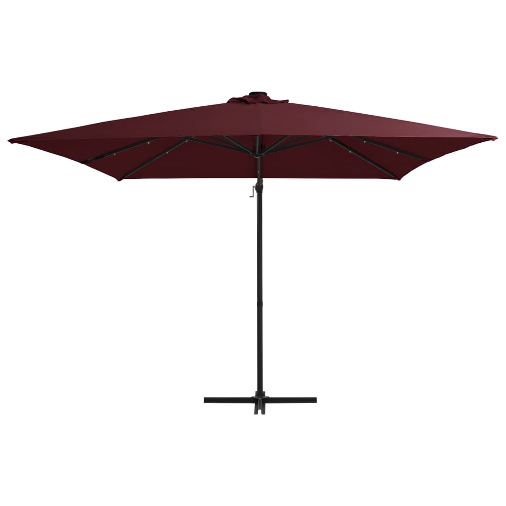 Zweefparasol met LED-verlichting 250x250 cm bordeauxrood