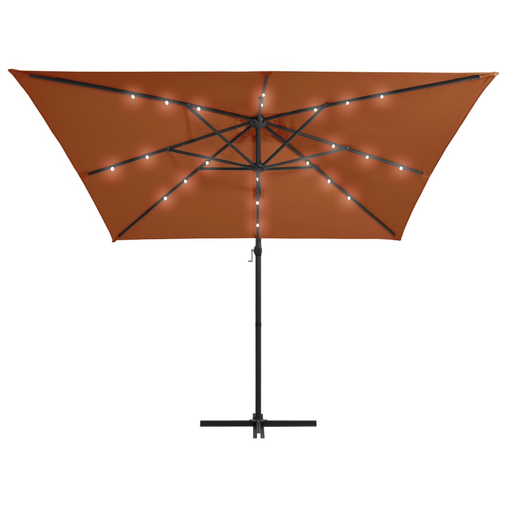 Zweefparasol met LED-verlichting 250x250 cm bordeauxrood