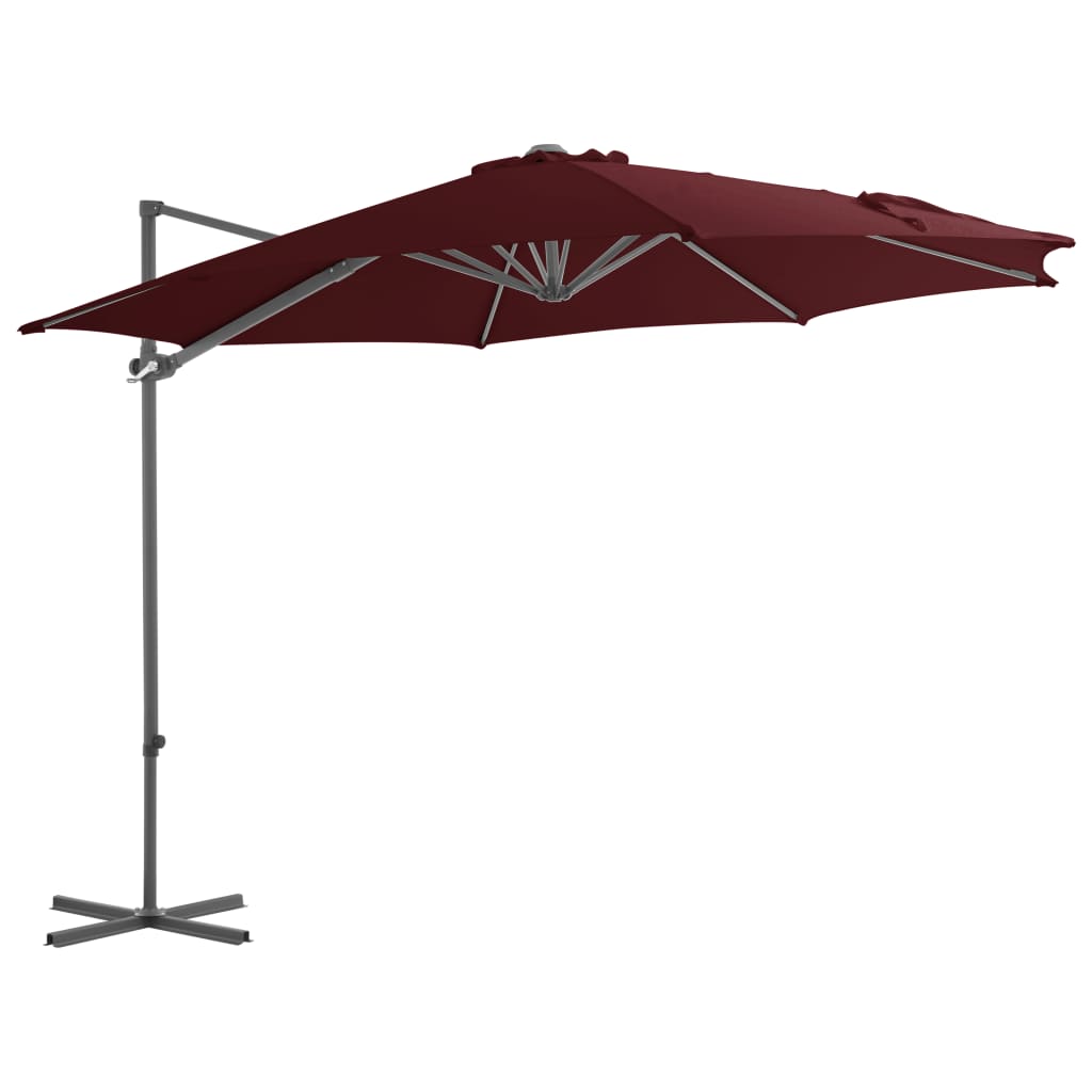 Parasol flottant avec mât en acier 250x250 cm couleur terre cuite