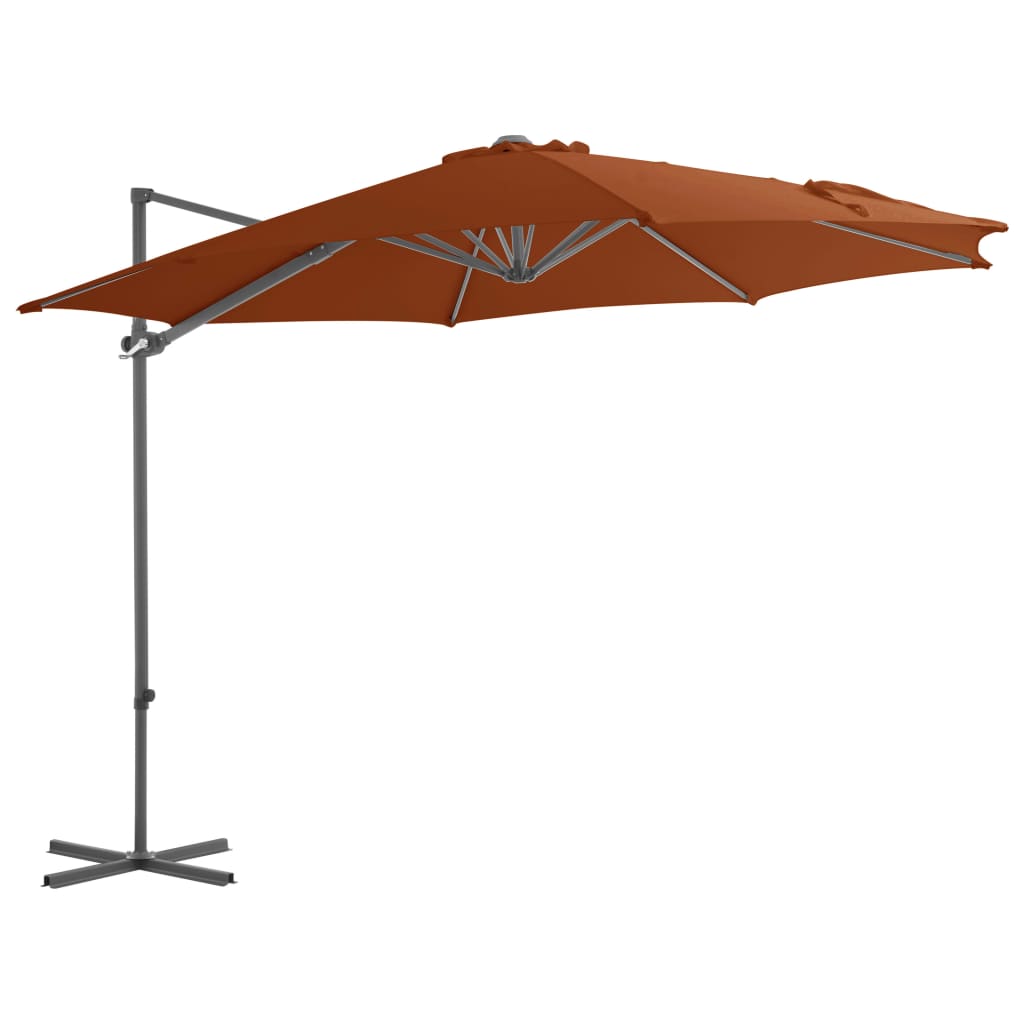 Parasol flottant avec mât en acier 250x250 cm couleur terre cuite