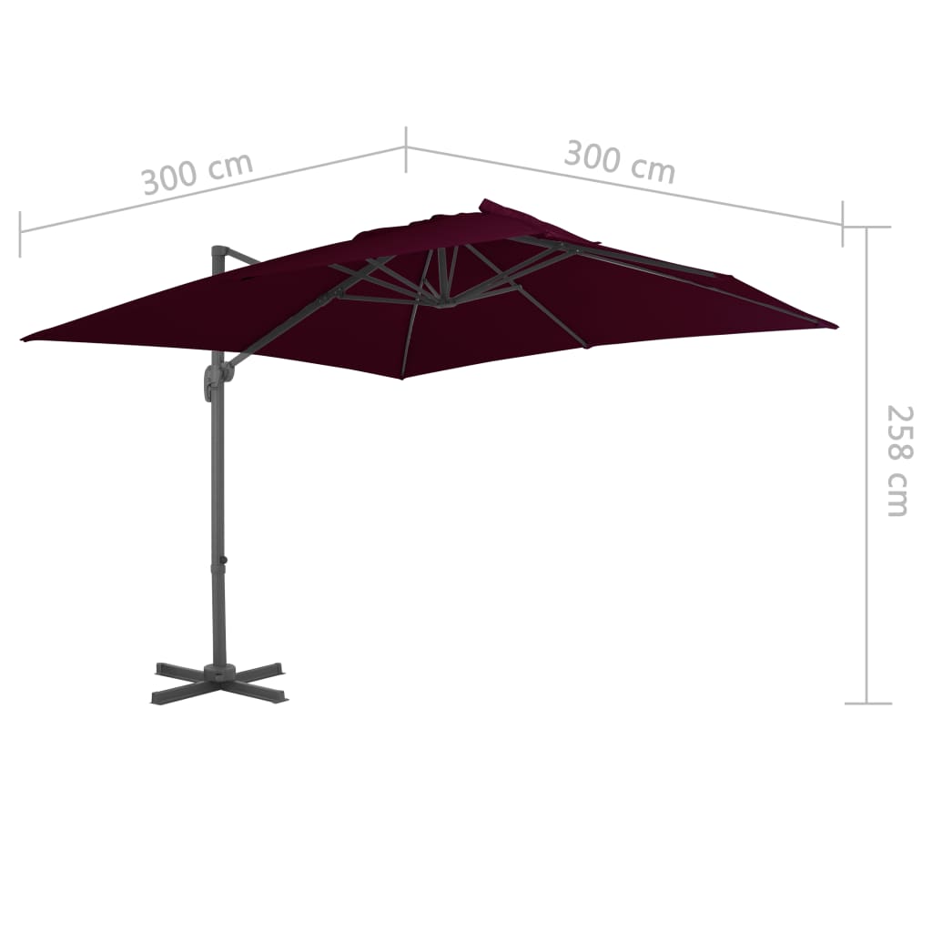 Zweefparasol met aluminium paal 400x300 cm groen