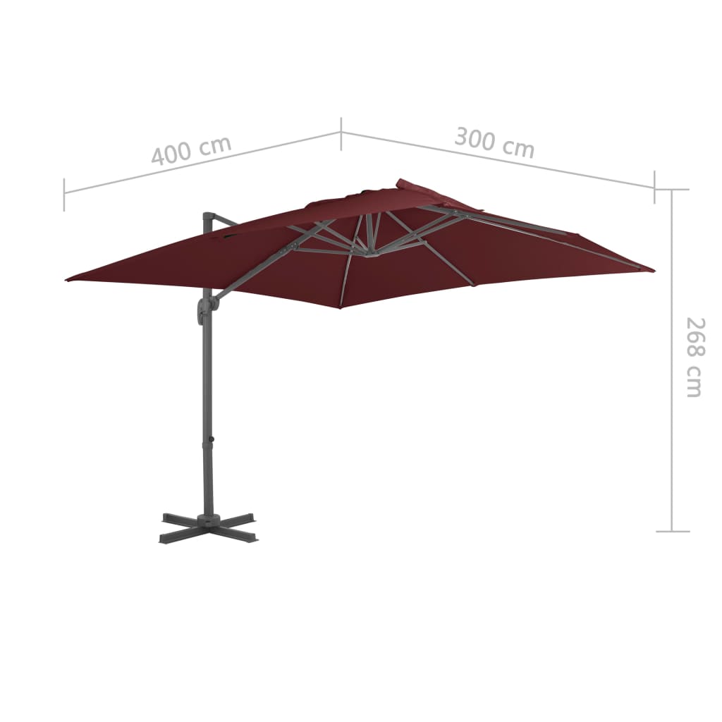 Zweefparasol met aluminium paal 300x300 cm