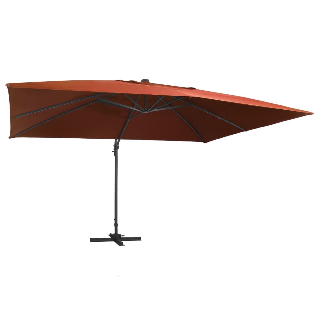 Zweefparasol met LED-verlichting 400x300 cm terracottakleurig