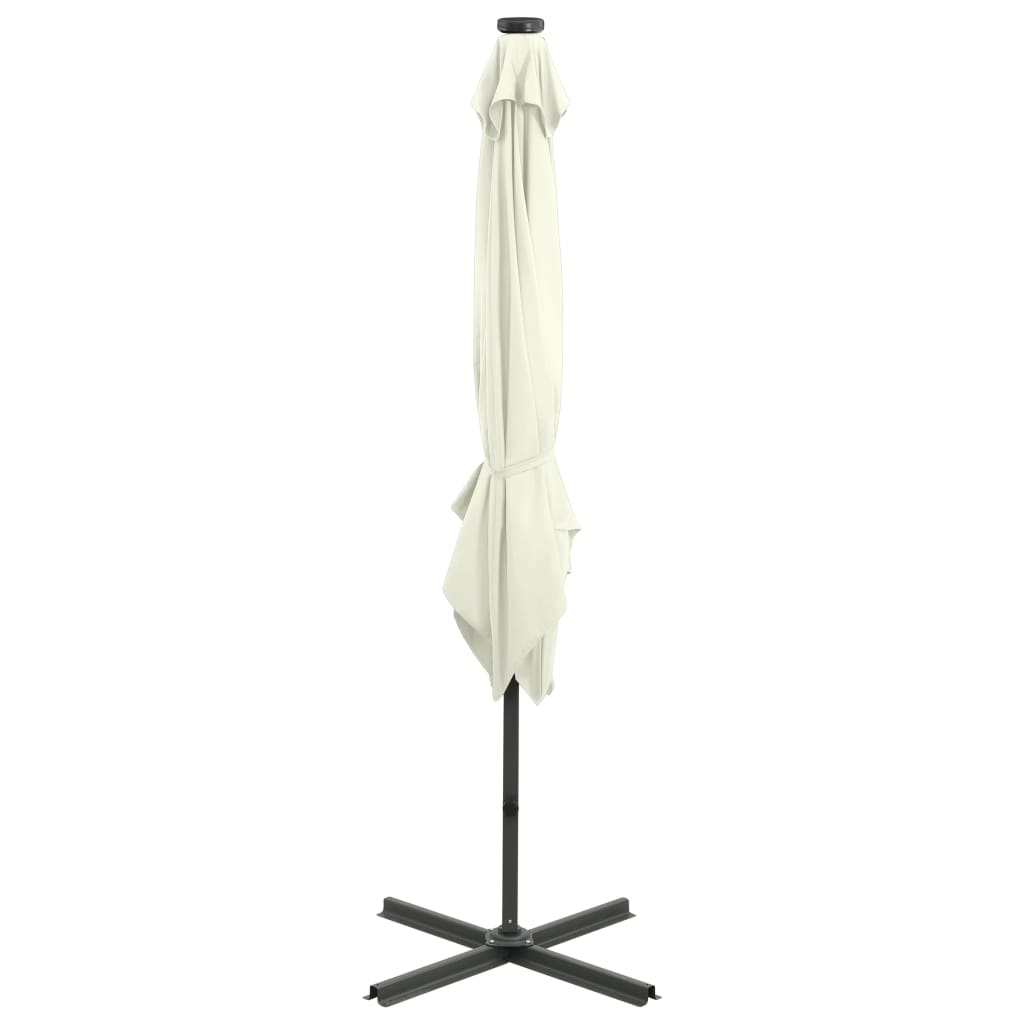 Parasol flottant avec mât et éclairage LED 300 cm couleur sable