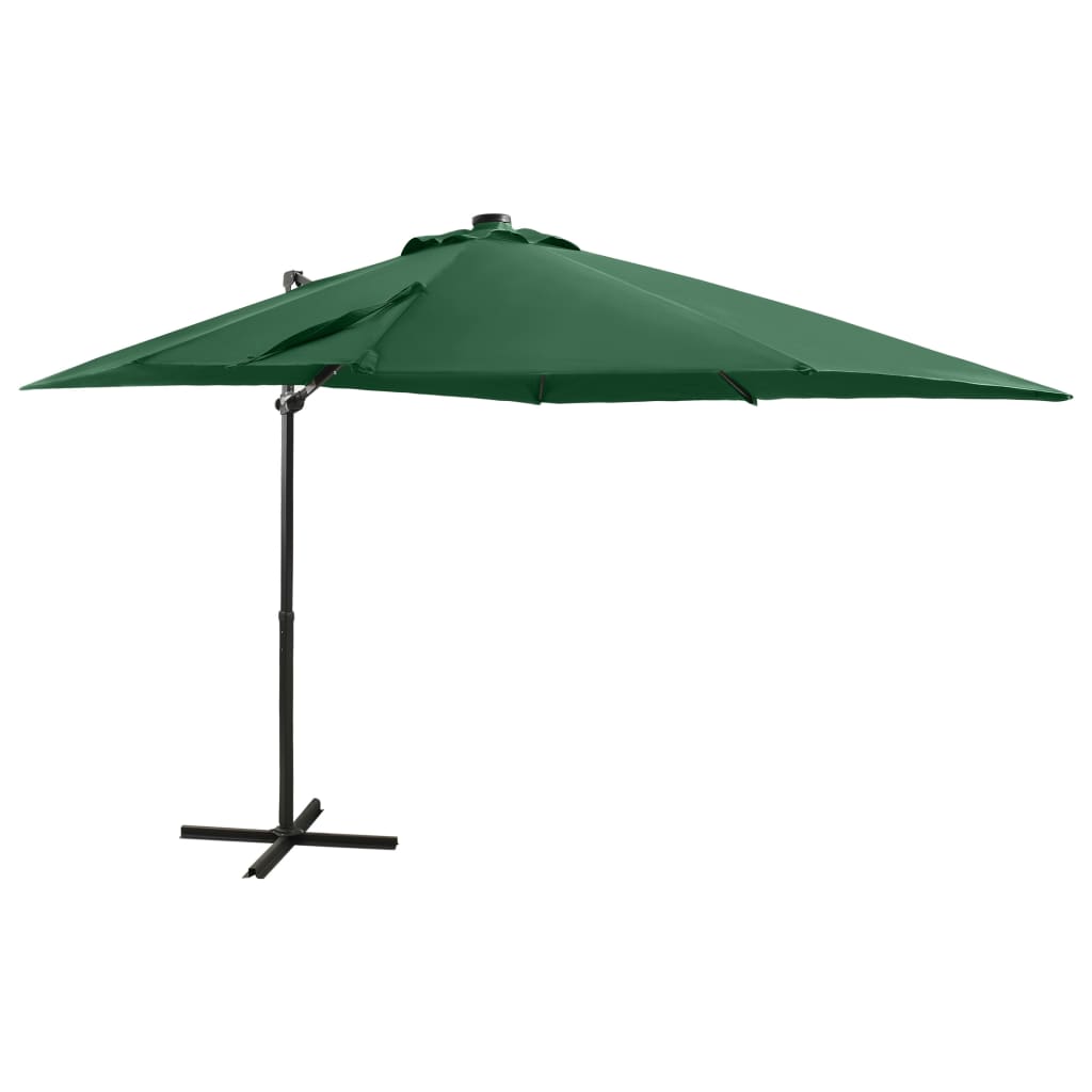 Parasol flottant avec mât et éclairage LED 300 cm couleur sable