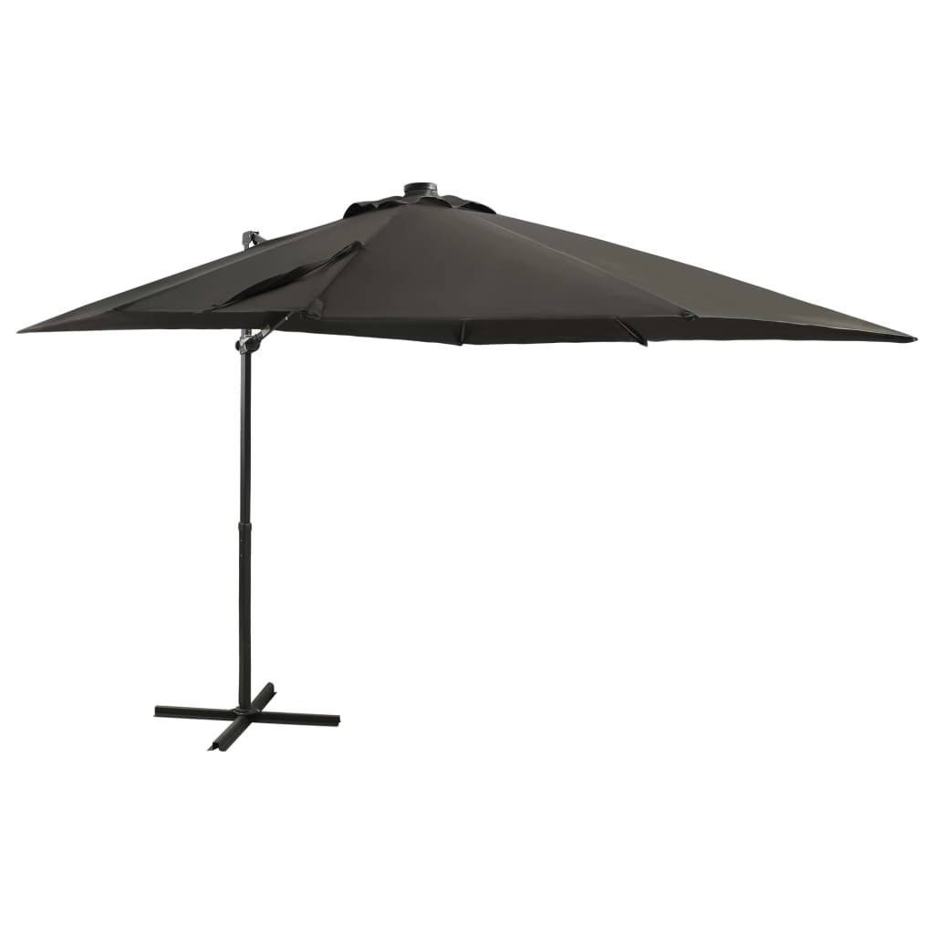 Parasol flottant avec mât et éclairage LED 300 cm couleur sable