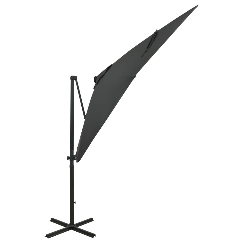 Parasol flottant avec mât et éclairage LED 300 cm couleur sable