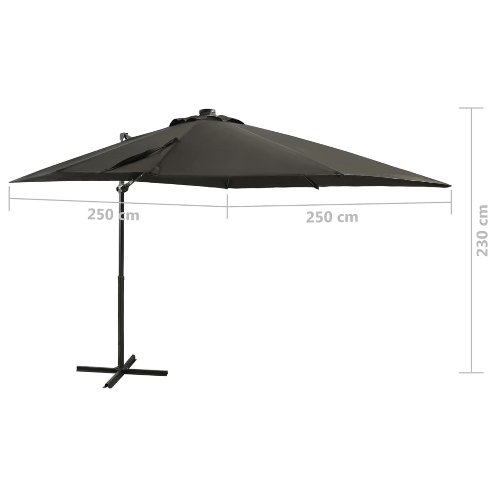 Parasol flottant avec mât et éclairage LED 300 cm couleur sable