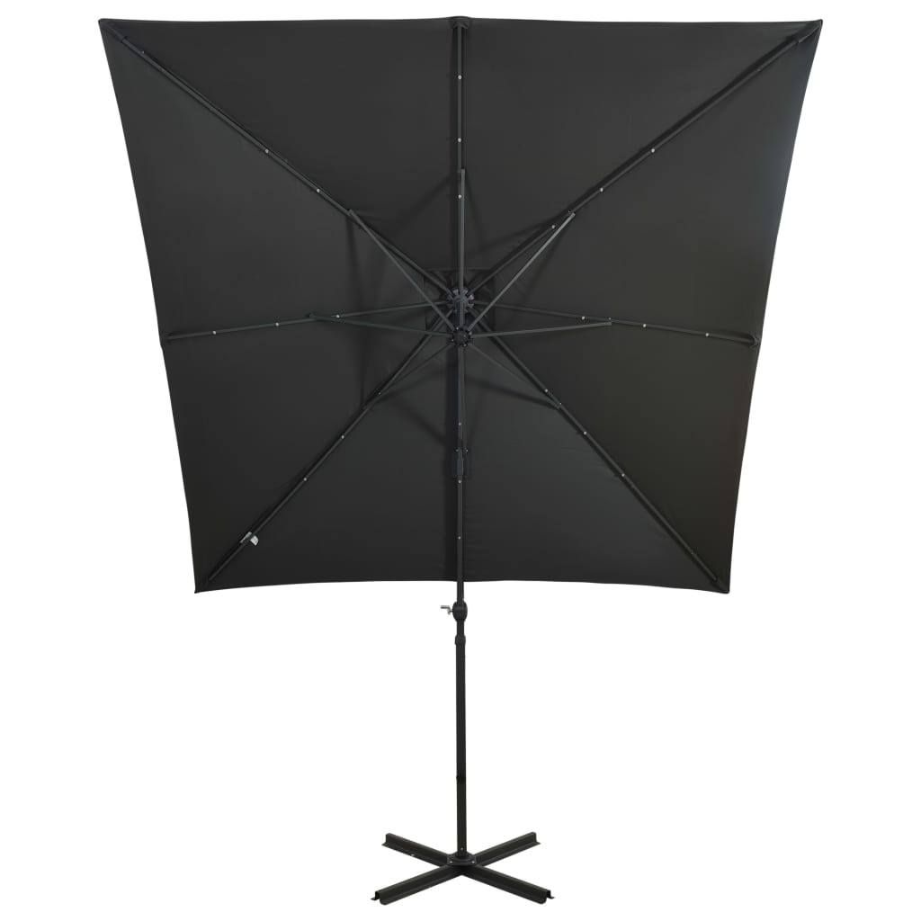 Parasol flottant avec mât et éclairage LED 300 cm couleur sable