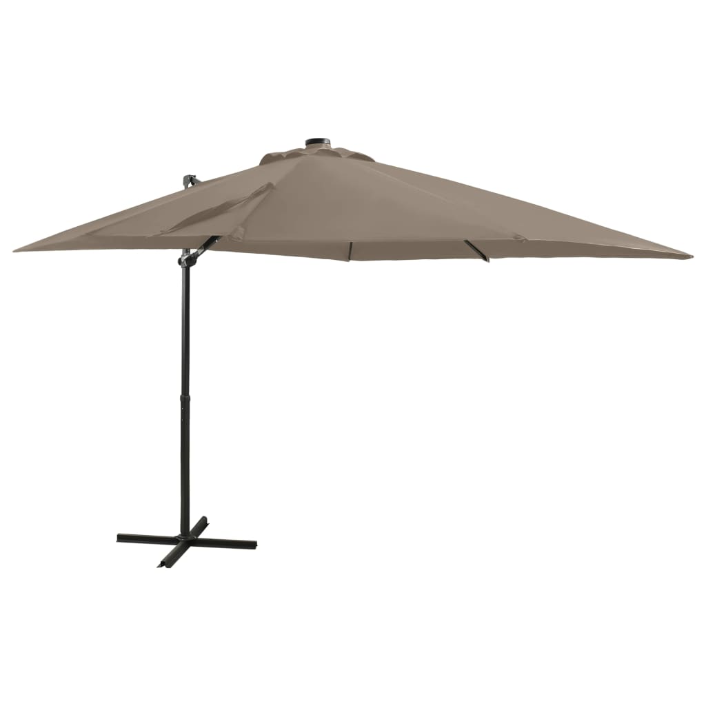 Parasol flottant avec mât et éclairage LED 300 cm couleur sable